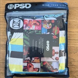 PSD Men's Vibrant Boxer Briefs - Blue, Yellow, White Stripes- Sizes Med, L & XL